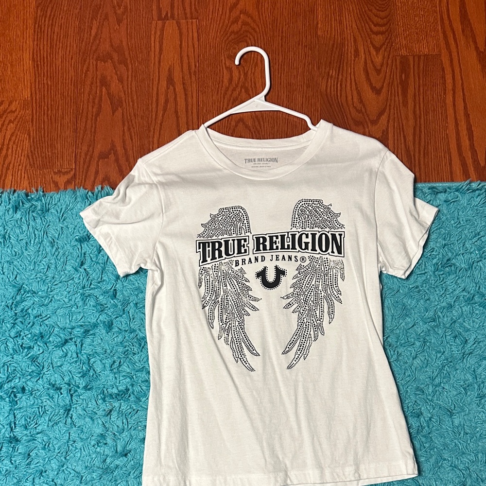 True Religion White Tee with Winged Graphic